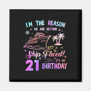 Ship Faced 21st Birthday Cruise 21 Year Cruising S Magnet