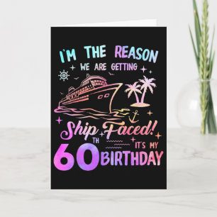 Ship Faced 60th Birthday Cruise 60 Year Old Cruisi Card