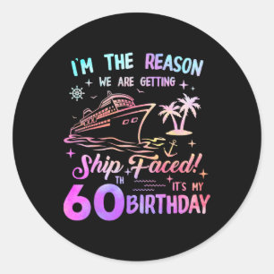 Ship Faced 60th Birthday Cruise 60 Year Old Cruisi Classic Round Sticker