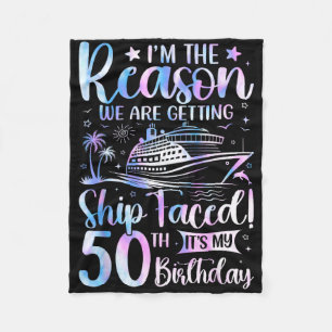Ship Faced Birthday 50th Birthday Cruise Ship 2025 Fleece Blanket