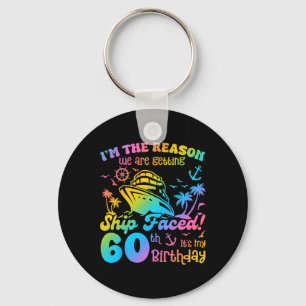 Ship Faced It's My 60th Birthday Cruising Ship Tri Key Ring