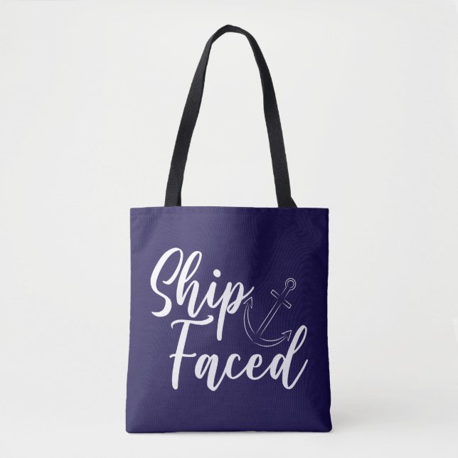Ship Faced Nautical Tote Bag (Front)