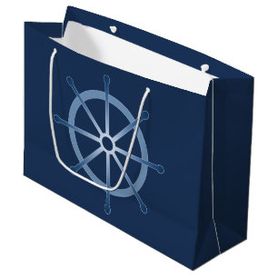 Ship Helm Navy LBG Large Gift Bag