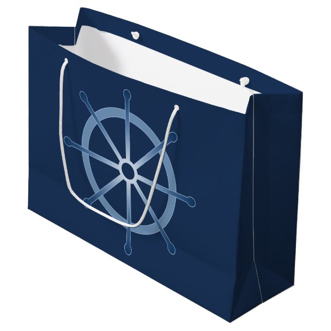 Ship Helm Navy LBG Large Gift Bag (Front Angled)