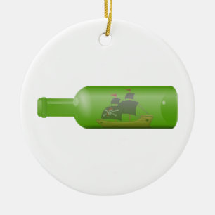 Ship in a bottle ceramic tree decoration