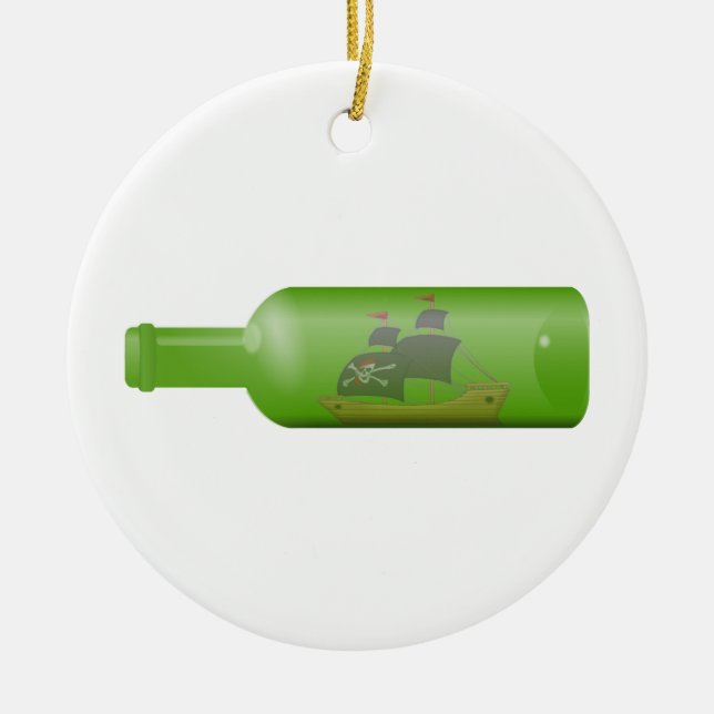 Ship in a bottle ceramic tree decoration (Front)