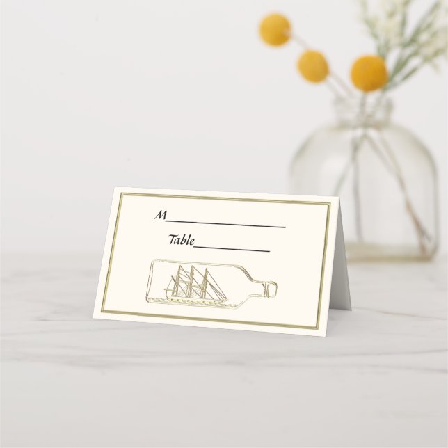 Ship in a Bottle Gold - Ivory BG Escort Card (Back)