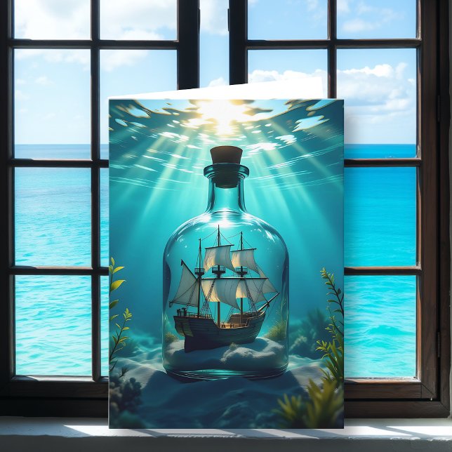 Ship in a Bottle in the Ocean | Nephew's Birthday Card (Creator Uploaded)