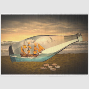 Ship-in-a-Bottle Ocean Decoupage Tissue Paper