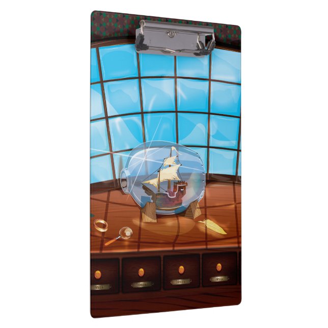 Ship in a Bottle on the sea Clipboard (Right)