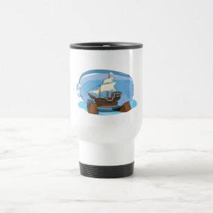 Ship in a Bottle on the sea Travel Mug
