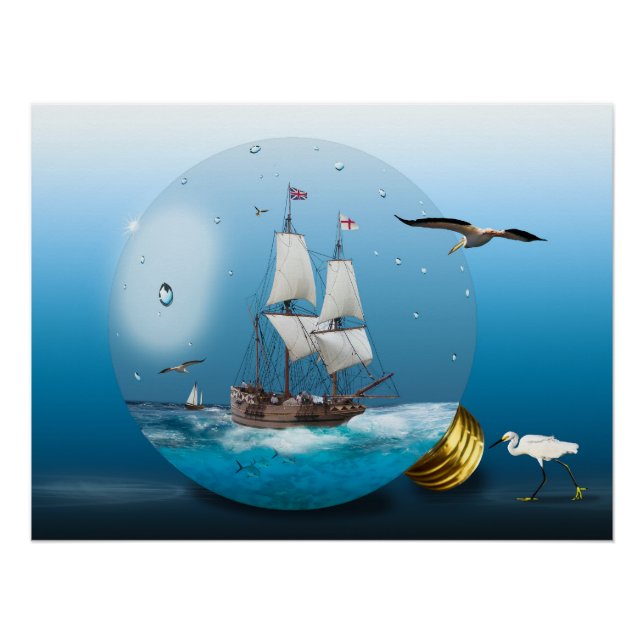 Ship in a light bulb poster (Front)