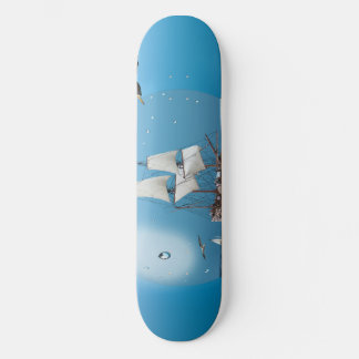 Ship in a light bulb skateboard