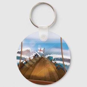 Ship in a Stormy Atlantic Ocean Key Ring