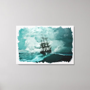 Ship in ocean marine digital art canvas print