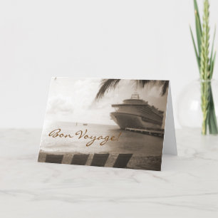 Ship in Sepia Custom Bon Voyage Card