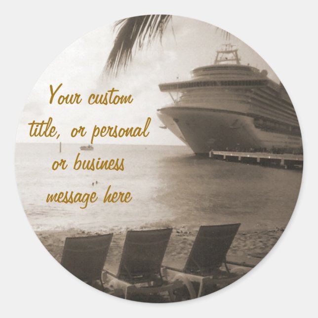 Ship in Sepia Custom Sticker (Front)