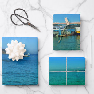 Ship in Serene Lake Decoupage High Quality Triad  Wrapping Paper Sheet
