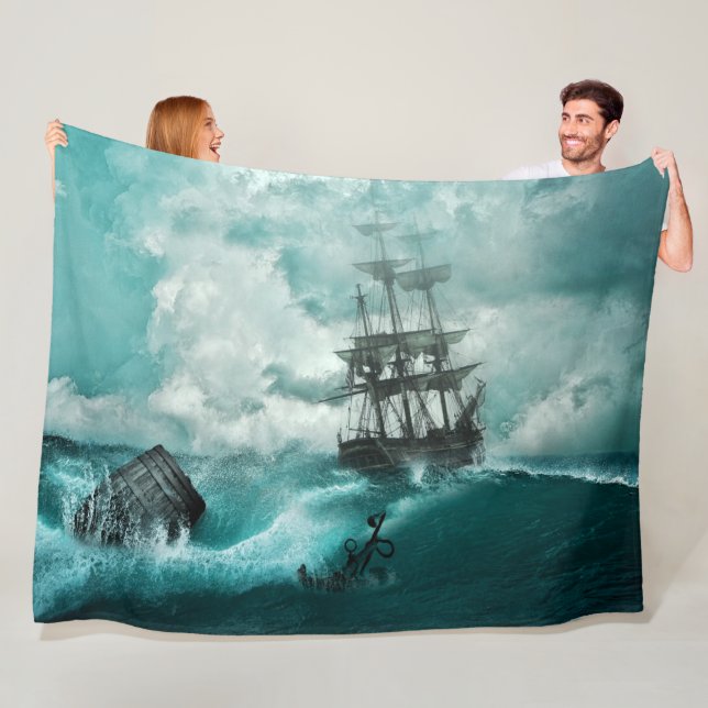 SHIP in STORMY WATERS Fleece Blanket (In Situ)