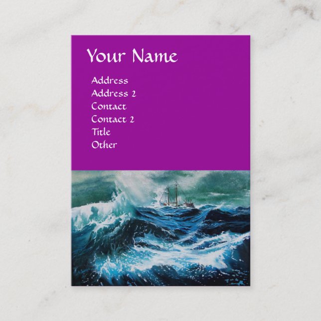 Ship In the Sea in Storm Business Card (Front)