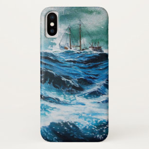Ship In the Sea in Storm iPhone X Case