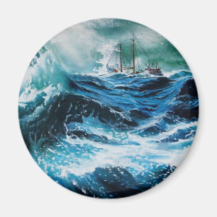 Ship In the Sea in Storm Magnet