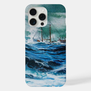 Ship In the Sea in Storm / Navy Blue iPhone 15 Pro Max Case