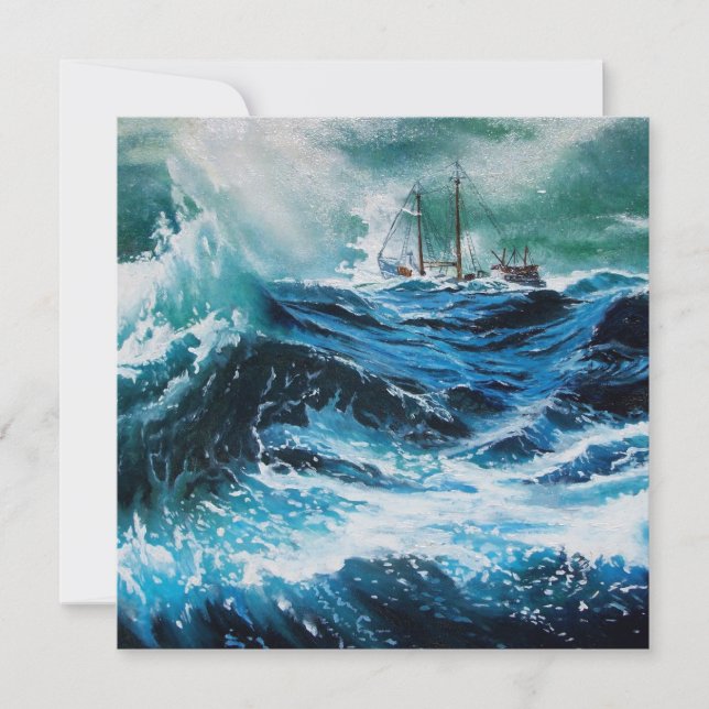 Ship In the Sea in Storm ,Parchment (Front)