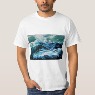 Ship In the Sea in Storm T-Shirt