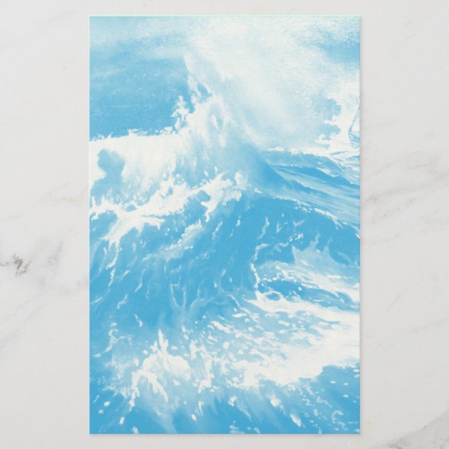 Ship In the Sea in The Storm, Waves Stationery (Front)