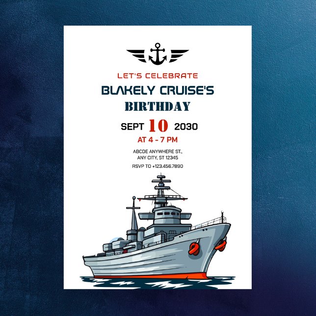 Ship Navy army birthday Invitation (Creator Uploaded)