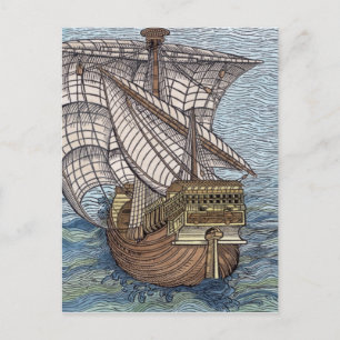 Ship of Columbus'Time' Postcard