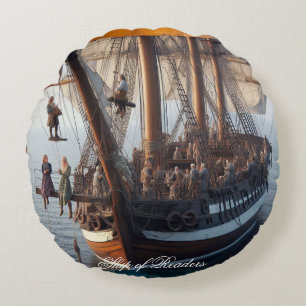 Ship of Readers 06 Round Cushion