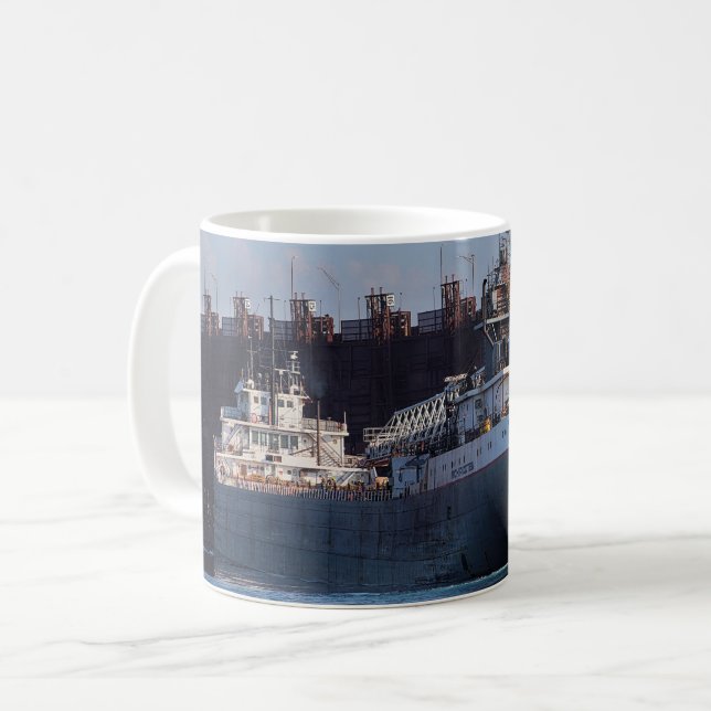 Ship on Lake Superior Michipicoten in Two Harbours Coffee Mug (Front Left)