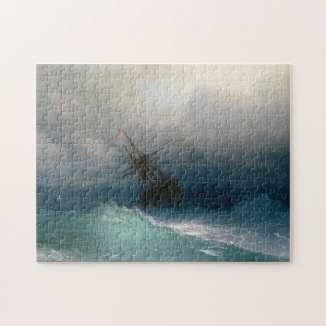 Ship on Stormy Seas Ivan Aivazovsky seascape storm Jigsaw Puzzle (Horizontal)