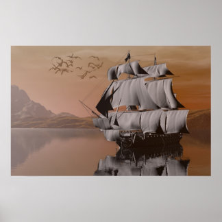 ship on the sea poster