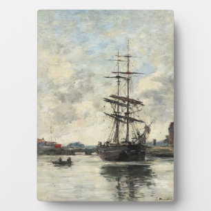 Ship on the Touques Eugene Boudin(French, 1824-189 Plaque