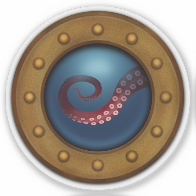 Ship Porthole With Sea Monster Tentacle Steampunk (Front)