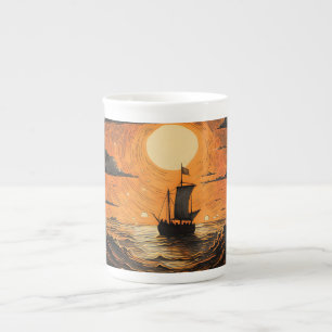 Ship sailing in the night bone china mug