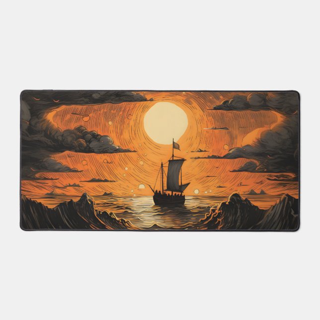 Ship sailing in the night  desk mat (Front)