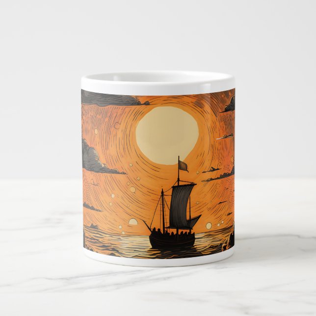 Ship sailing in the night  large coffee mug (Front)