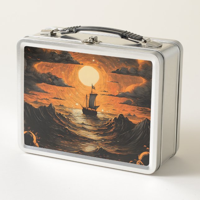 Ship sailing in the night  metal lunch box (Front)