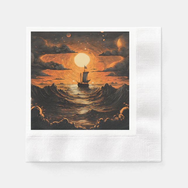 Ship sailing in the night  napkin (Front)