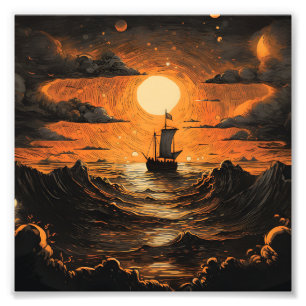 Ship sailing in the night  photo print