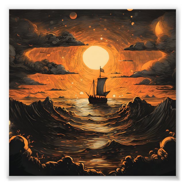 Ship sailing in the night  photo print (Front)