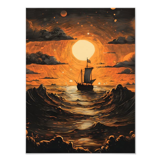 Ship sailing in the night  photo print (Front)