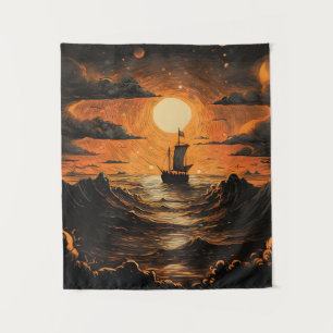 Ship sailing in the night  tapestry