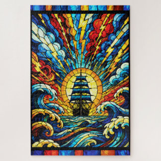 Ship Sailing Through Storm Jigsaw Puzzle