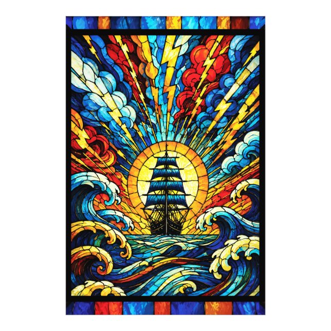 Ship Sailing Through Storm Photo Print (Front)