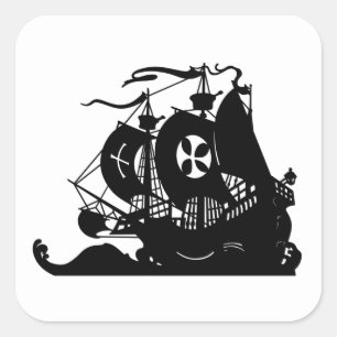 Ship Silhouette Square Sticker
